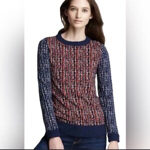 Tory Burch Wool Blend Sweater Round Neck Long Sleeve Multicolor‎ Size S